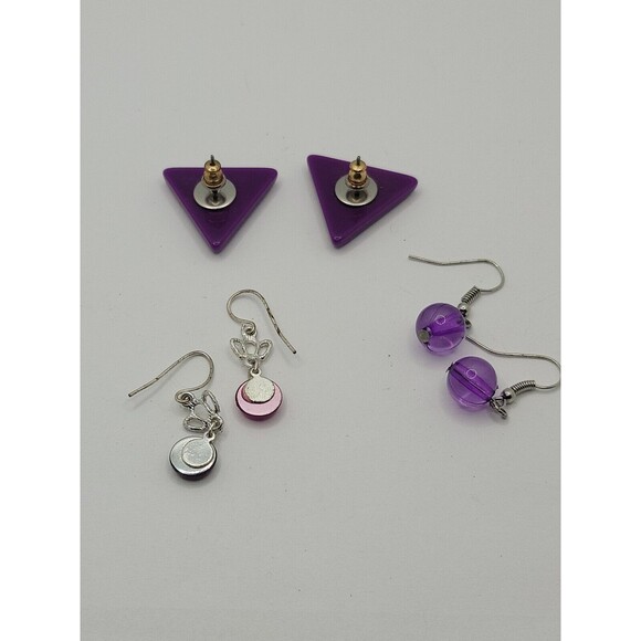 Purple Earrings Pierced Lot of Three - Picture 5 of 8